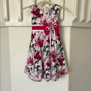 Floral Pink and White Kids Dress